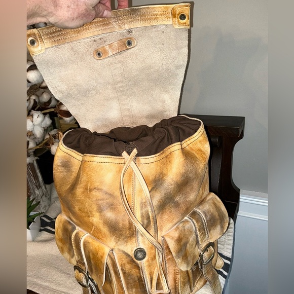 Bed Stu Brown and Tan Leather Backpack with Rustic Finish - Picture 9 of 12